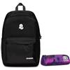 Invicta Zaino Scuola CARLSON Nero - Tasca Interna Tasca Porta PC Tasche Laterali Porta Borraccia - Zaino Viaggio Zaino Università - Eco Material + BUSTINA SPACE PINK INVICTA FANTAS