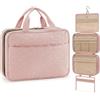 Lifewit Beauty Case da Viaggio Donna/Uomo, Trousse Trucchi Portatile, M/L | Grande Pochette Donna da Appendere, Organizer Trucchi con Gancio, Beautycase con 4 Trasparente Scomparti, Rosa