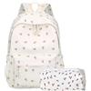 WSXQAZ Zaino per la Scuola Borsa per la Scuola con Stampa Floreale, con Astuccio | Borsa da Scuola per Ragazze e Signore, Mini Borse a Tracolla Moda per Lavoro College Uso Quotidiano, 30*20*14CM