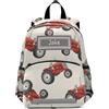 RPLIFE Zaino personalizzato per ragazzi con nome personalizzato, zaino per moto, Trattori Rossi Beige, Medium, Zaini Carino