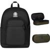 Invicta Zaino Scuola Doppio Scomparto Dial Solid, Nero, Tasca Porta Borraccia, Tasca per PC 14, Maxi Capienza, Zaino Scuola, Ragazzo e Ragazza + BUSTINA R.PLUS INVICTA LOGO