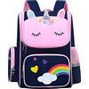 Lxing Zaino scuola unicorno, arcobaleno e cuori, borsa libri per ragazze