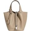 CXHasmotic Borsa a secchiello con grana litchi Borsa mini tote in pelle martellata | Borsa casual in morbida pelle pieno fiore con manico superiore a forma di cestino