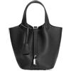 CXHasmotic Borsa a secchiello con grana litchi Borsa mini tote in pelle martellata | Borsa casual in morbida pelle pieno fiore con manico superiore a forma di cestino