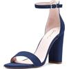 Zhabtuc GENSHUO Sandali da Donna con Tacco Alto Grosso da 10 cm e Cinturino alla Caviglia, Scarpe Eleganti per Feste, Matrimoni e Cerimonie Nuziali, blu navy scamosciato, 37 EU