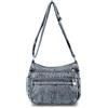 AdiStylinno Borsa a tracolla in denim da donna, grande capacità, in tela, stile retrò, casual, borsa a tracolla leggera con tasche multiple e tracolla regolabile