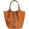 CXHasmotic Borsa a secchiello con grana litchi Borsa mini tote in pelle martellata | Borsa casual in morbida pelle pieno fiore con manico superiore a forma di cestino