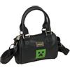 safta | Bolso Bandolera Minecraft, Bolso de Mano con Cremallera y Interior Forrado, Asas Superiores y Correa Ajustable, Diseño Negro con Icono Creeper Verde, Medidas 16x7,5x10 cm