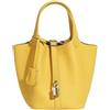 CXHasmotic Borsa a secchiello con grana litchi Borsa mini tote in pelle martellata | Borsa casual in morbida pelle pieno fiore con manico superiore a forma di cestino