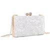 UShopUK Pochette rigida compatta in raso con pizzo floreale per matrimoni, balli di fine anno, feste, borsa a mano
