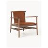 Westwing Collection Sedia con braccioli in legno di frassino e seduta in pelle Hayo - Marrone