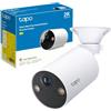 Tapo Telecamera con batteria ricaricabile 2K, CCTV per interni ed esterni per la sicurezza domestica, visione notturna a colori, rilevamento AI, impermeabile IP65, durata della batteria di 180 giorni,
