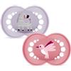 MAM Original Jungle Edition Succhietto 16+ mesi, Set da 2, Lilla/Rosa | Con porta ciuccio sterilizzatore portatile, Tettarella ortodontica in silicone SkinSoft, Mascherina curva, Senza BPA/BPS