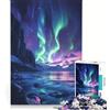 JIANGENNF Puzzle da 1000 pezzi per ragazzi, paesaggio con aurora boreale, giocattolo decorativo da parete, decorazione per la casa, per compleanno, Natale 38x52cm