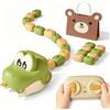 Gienslru Gioco a serpente con telecomando, ricaricabile, per bambini, 2 giocatori, serpenti magnetici e scale, giochi da tavolo Sna-ke Frenzy con luci e suoni, senza schermo, verde A
