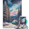 JIANGENNF Puzzle da 1000 pezzi per ragazzi, Aurora Boreale, Foresta, Auto, Giocattolo, Decorazione da parete, Allena la mente e le mani, Ottimo regalo per i giocatori, 50x75cm