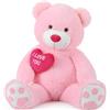 MorisMos Orsacchiotto Gigante di Peluche 120cm con I LOVE YOU Cuore, Rosa Orso XXL Morbido da Abbracciare, Regalo Romantico per San Valentino, Anniversario e Compleanno