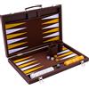 Engelhart - 250525 - Backgammon di Lusso 18 (45,5 cm) Marrone - Valigetta in Similpelle - Interno in Feltro - Pedine e Dadi Madreperla - Gioco di Strategia per 2 Giocatori