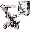 Smoby - Triciclo Baby Driver Plus, 7600741501, + 10 Mesi, Ruote Silenziose, Colore Rosa, Evolutivo