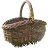 Handmade Piccolo cesto ovale in vimini per frutta, 29 x 19 cm Small Handwoven Wicker | Salice massiccio intrecciato a mano, prodotto in Lituania, 29 x 19 x 16 cm, intreccio arieggiato, manico curvo