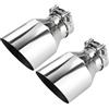 Catekro 63mm/2.5 Terminale Scarico Auto Universale in Acciaio Inox 2 Pezzi | 170 mm di Lunghezza Uscita Scarico Tubo Terminale Marmitta Sportivo per Auto Camion SUV Argento