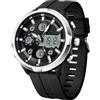 findtime Orologio sportivo digitale da uomo, impermeabile, sveglia, cronometro, snooze, luce notturna, avvisi orari, cinturino in silicone, orologio militare per palestra, nuoto, corsa, uso quotidiano