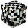 Homescapes Patchwork Designer Pouf Poggiapiedi Pouf marrone in pelle sgabello, con vera pelle di capra Toppe