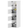 SoBuy Mobile Lavanderia con Portabiancheria Mobile Bagno 60x40x186cm Bianco | Colonna Bagno Salvaspazio Armadio con 3 Cesti & 4 Ante, Alto e Stretto, per Bagno e Lavanderia, BZR232-W