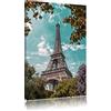 Pixxprint InstyleArt Torre Eiffel di Parigi Stampa su Tela 100x70 cm Artistica murale