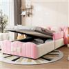 Lekvvied Letto imbottito per bambini 90 x 200, letto singolo con contenitore idraulico, struttura letto imbottita in velluto con 2 cuscini decorativi, adatto per camerette di bambini e bambine, beige