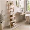 MA MAISON Scaffale da Muro 6 Mensole in Legno Naturale 165 cm | Libreria salvaspazio da appoggio, design minimal, ideale per soggiorno, bagno, cucina, studio e ufficio. Descrizione