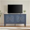 ZKLOEP Credenza con intagli antichi in rilievo, ampio spazio e angoli arrotondati, armadietto classico per sala da pranzo, soggiorno e ingresso (blu navy)