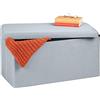 Relaxdays Panca Contenitore, Seduta Imbottita, 80 L, Pouf Cassapanca per Corridoio e Salotto, 38x77x39 cm, Grigio Chiaro