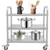 OUKANING Carrello da cucina in acciaio inox con 3 ripiani, grande portata e ruote silenziose, isola da cucina mobile e mensola da cucina per forno a microonde, cucina, ristorante, studio (tipo 2)