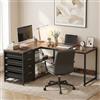 Lailang 150cm Scrivania, Tavolo Angolare, Scrittoio Vintage, Scrivania In Legno, Mobile Scrivania, Scrivania Grande, 150 x 110 x 75 cm, Marrone