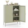 COSTWAY Credenza da Cucina in Metallo a 2 Ante e 4 Livelli, Verde Chiaro | Mobietto Contenitore con 2 Ripiani Regolabili e Porta Ventilata, Armadietto Moderno per Salotto e Corridoio, 80 x 35 x 102 cm