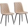 Relaxdays sedia da pranzo, set 2, velluto, gambe metallo, 120 kg, beige | Soggiorno e cucina, sedia da cucina imbottita