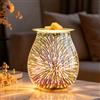 JOSTIVE Lampada profumata elettrica in vetro, lampada profumata elettrica per cera, fuochi d'artificio, lampada aromatica 3D, fuochi d'artificio, bruciatore a olio per candele, luce notturna, lampada