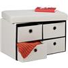 Relaxdays Panca Contenitore con 4 Cassetti, Pieghevole, Ingresso o Camera Letto, HLP: 39x60x38 cm, Porta Giochi, Beige