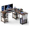 Aiorber Tavolo da gioco con LED e prese, scrivania angolare 140 × 140 cm