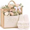 Hestya 2 Pezzi Regalo da Sposa Accessori per Addio al Nubilato Borsa Tote Bride in Juta Pantofole da Sposa con Perle Regalo Bride to Be per Addii al Nubilato, Nozze, Matrimonio, Proposta, Festa