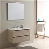 Kiamami Valentina Mobile Bagno Sospeso 80 Cm Berlin Olmo Leone Con Cassetti | Lavabo in ceramica, specchio 80x60 cm, luce LED, struttura in legno nobilitato, chiusura ammortizzata