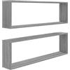 vidaXL Mensole Cubo Muro 2pz Grigio Sonoma 100x15x30 Legno Multistrato