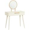 HOMCOM Postazione Trucco con Specchio, 2 Cassetti, 80x40x123 cm, Bianco | per Accessori, Toilette da Trucco in Legno