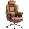 Dowinx Ampio Sedia Gaming,Ergonomica Ufficio,Marrone | Portata massima 230 kg,cuscino della seduta 55 cm,schienale reclinabile da 90° a 135°,ideale per casa,ufficio e videogiochi