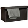 Relaxdays Cassapanca Contenitore, Pouf Pieghevole in Similpelle, HxLxP 38 x 76 x 38 cm, Panca con Coperchio, Marrone