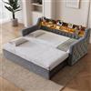 Piaenon Divano letto 90 x 190 cm con letto estraibile, LED, USB e vano | Divano letto in velluto con letto estraibile, luce LED, porta USB e vano portaoggetti, soluzione comoda per camera degli