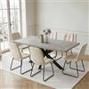 JIEXI Set di 6 sedie da pranzo in velluto beige, con schienale ergonomico, sedie moderne senza braccioli, per soggiorno, ristorante, ufficio