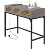 SOARS Consolle Ingresso con LED e Stazione di Ricarica, Grigio e Nero | Tavolo Consolle con 3 Cassetti, LED a 16 Colori, Salvaspazio e Moderno, per Soggiorno, Salotto e Corridoio, 90 x 40 x 75 cm