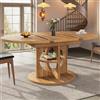 Lexiou Tavolo da pranzo allungabile con vano portaoggetti, 110-150 cm, portata fino a 60 kg, da rotondo a ovale, effetto legno